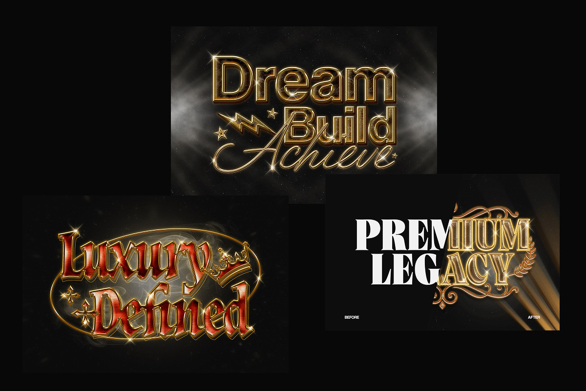 Luxury Gold Typography Text Effect, a Layer Style Add-On by Matsero (Photo 2 of 4)
