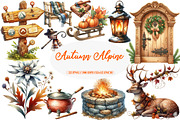 Watercolor Alpine Autumn Clipart, an Illustration by Daily.Designs (Thumbnail 1 of 4)