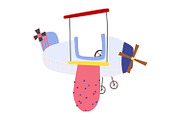 12 Hand-Drawn Cute Airplanes Clipart, a Transportation Illustration by the_myro (Thumbnail 7 of 13)