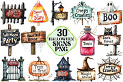 Spooky Halloween Signs Clipart, an Illustration by Pixels.Craft (Thumbnail 1 of 7)