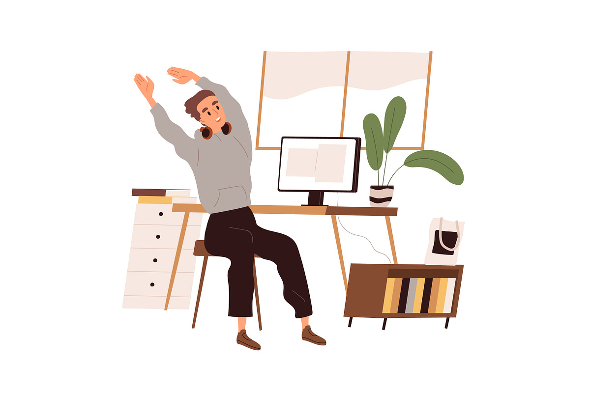 People do workout at workplace set, a Person Illustration by Good Studio (Photo 3 of 9)
