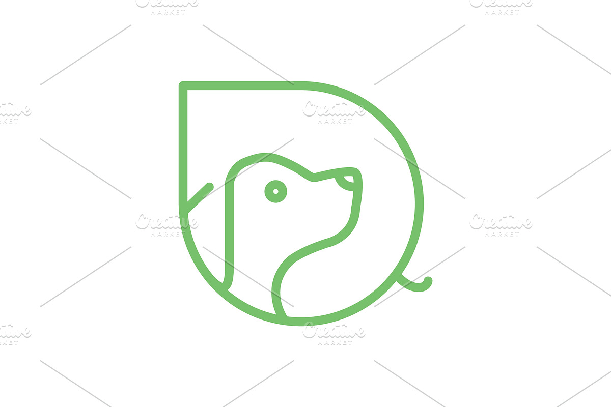 dog pets head portrait flat logo, a Branding & Logo Template by devastd