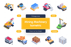 Mining Machinery Isometric Icons