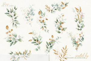 Watercolour Luxury Foliage Gold Leaf