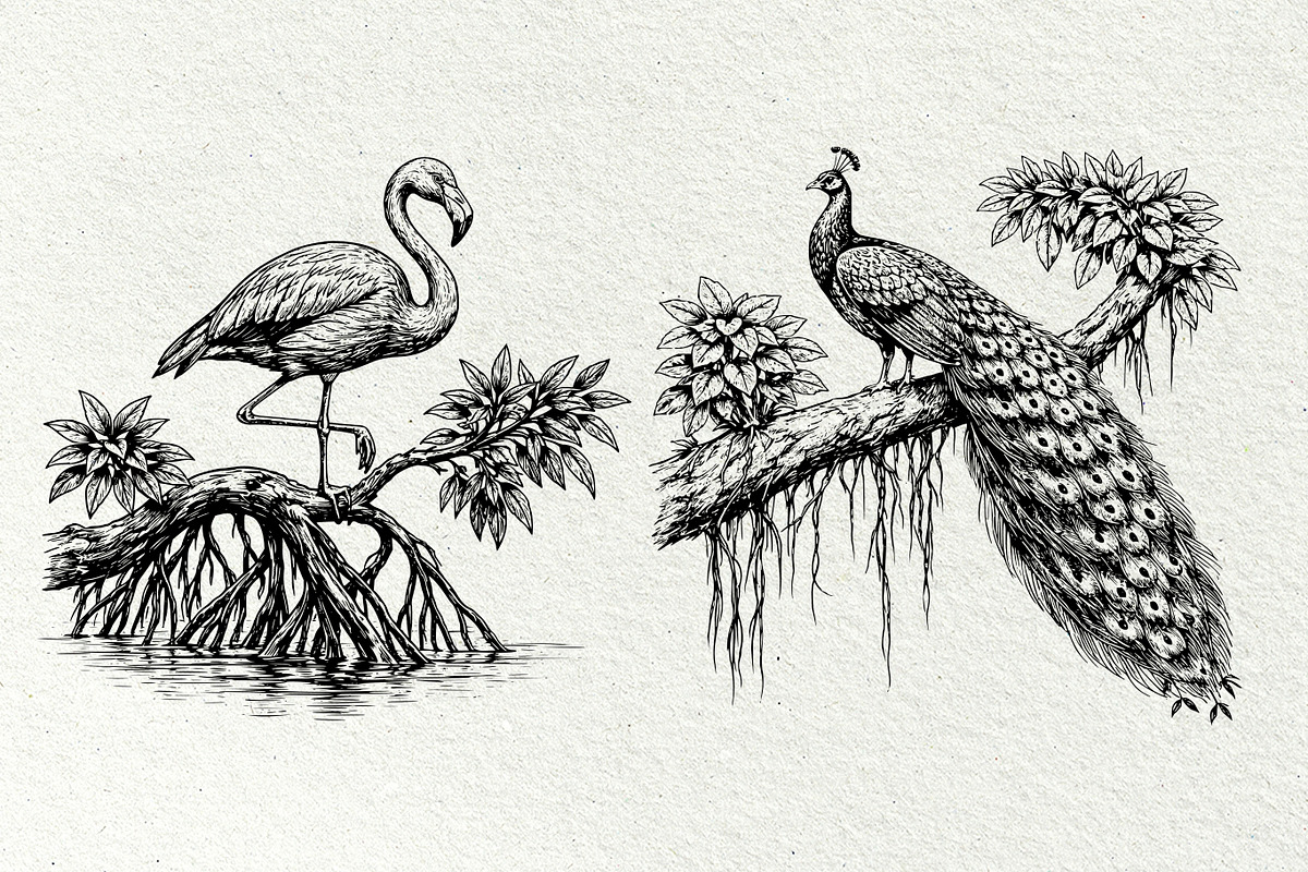 Vintage Bird Line Art Graphics, an Animal Illustration by DENIDigitalArtSudio (Photo 6 of 7)