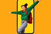 Sporty Lady Sitting On Fitball Near Phone Screen, Yellow Background, a Photo by Prostock-Studio (Thumbnail 5 of 8)