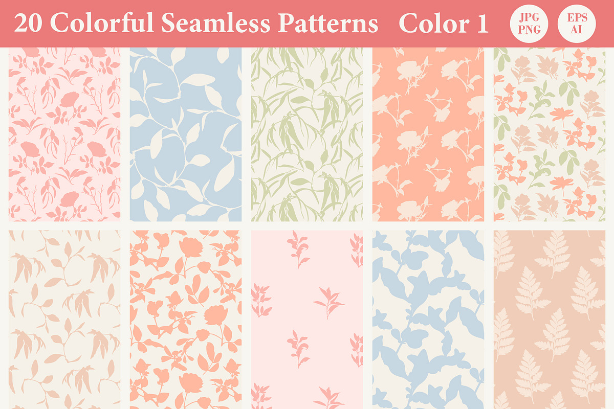 Spring Subtle Floral Vector Patterns, a Pattern Graphic by Katrinelly