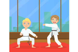 Boys Asian Martial Art Fighters, a Sport Illustration by TopVectors