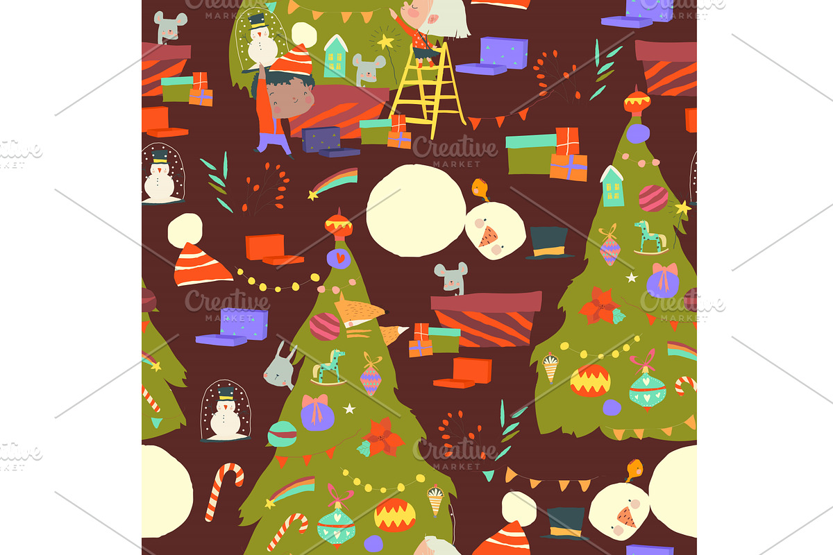 Seamless Pattern With Cute Happy, an Object Illustration by Maria Starus