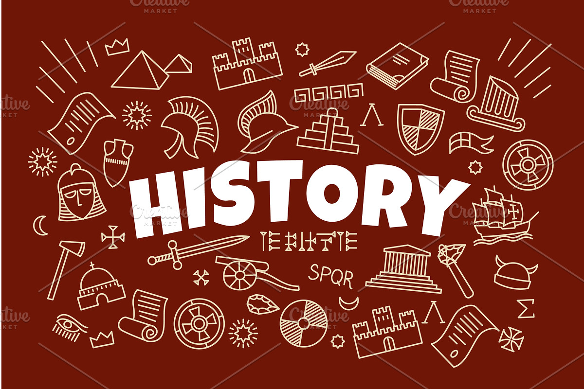 History symbols, icons, an Education Illustration by Buch&Bee