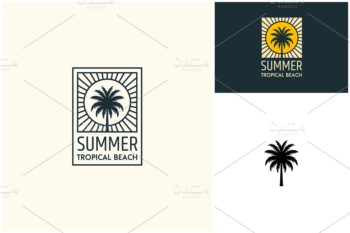 Palm Coconut Tree Sun Rays Logo, a Branding & Logo Template by Enola99d