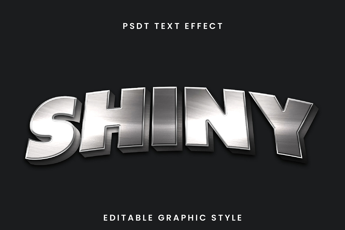 Silver Shiny Metal 3D Text Effect, a Templates & Theme by studiogstock (Photo 1 of 2)