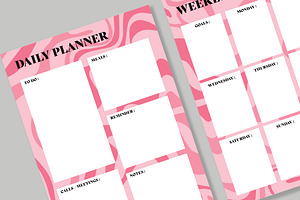 Pink Liquid Swirl Planner