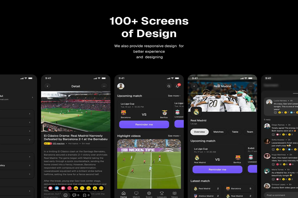 Score Stream Live Score Mobile App UI