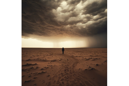 Lost Wanderer in Desert