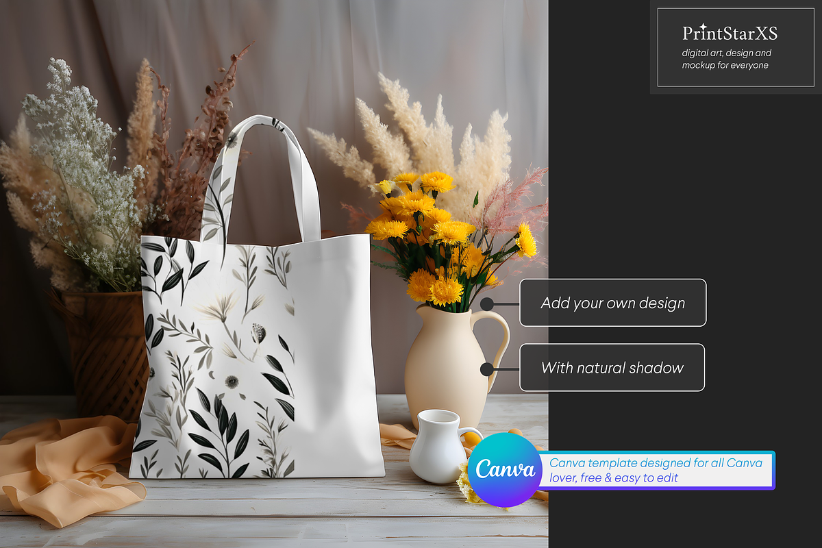 Totebag Canva Mockups Bundle, a Merchandise Mockup by PrintStarXS (Photo 3 of 5)