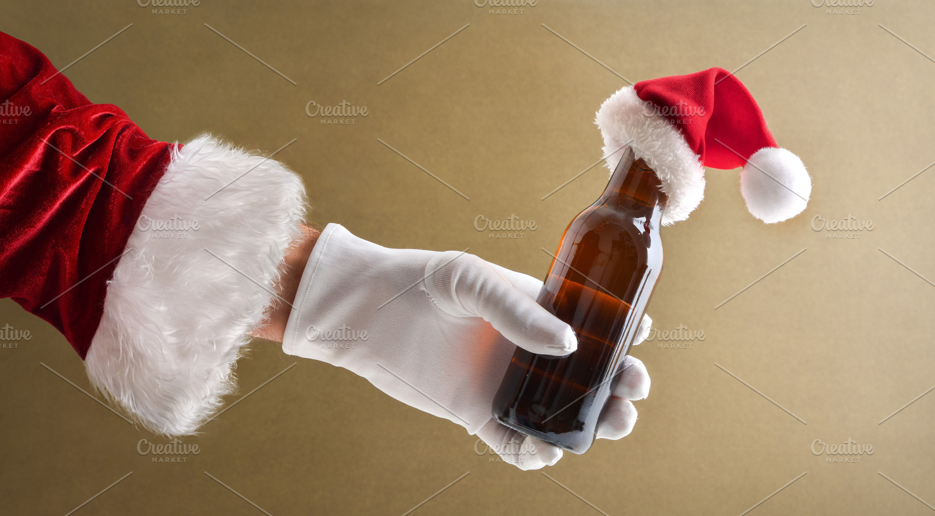 Santa Claus whith beer decorated with Santa hat isolated backgro, a Holiday Photo by Davizro's Market