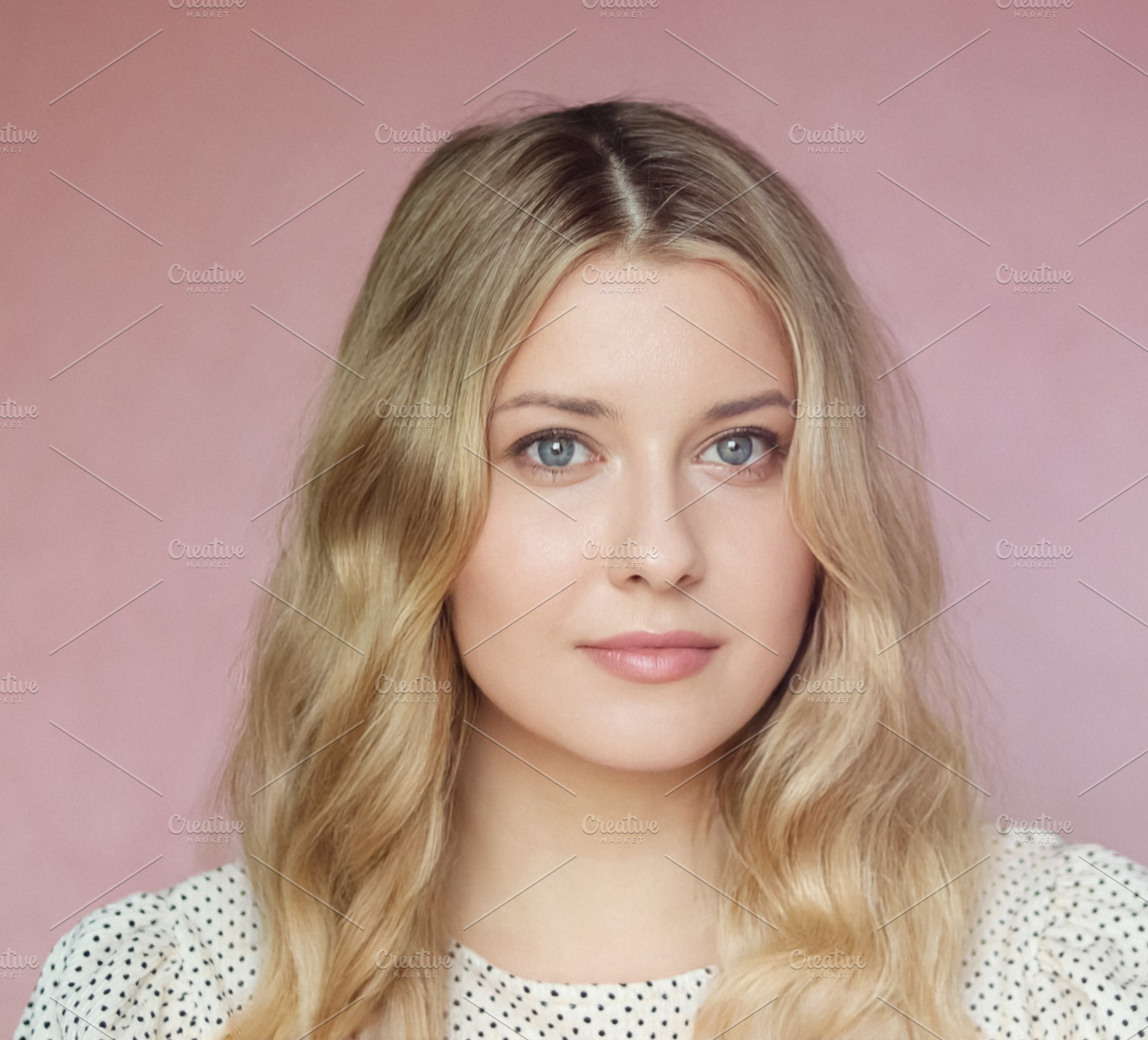 Portrait of a serene young woman with soft wavy blonde hair and, a Person Photo by Studio ANNA
