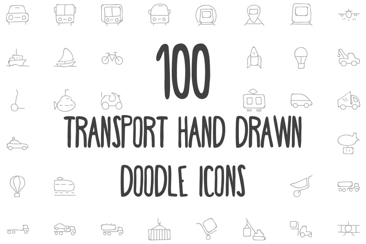 100 Transport Hand Drawn Doodle Icon, an Outline Icon by Creative Stall (Photo 1 of 3)