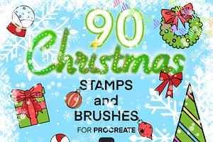 90 Procreate Christmas Stamps Set