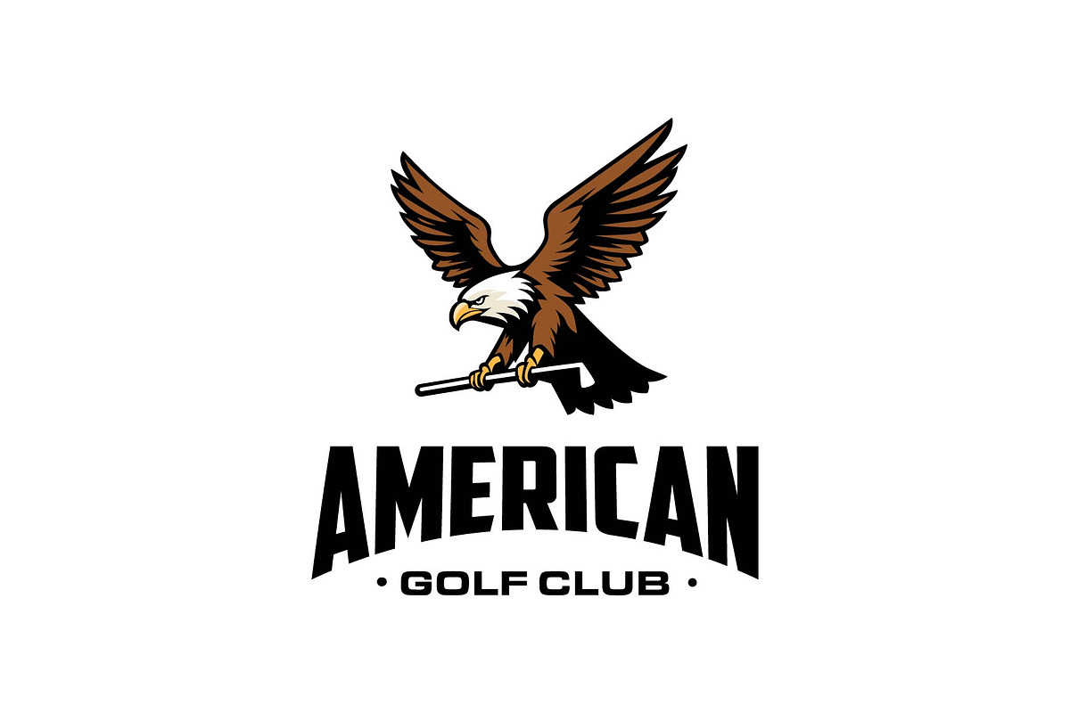 Flying Eagle Holding Golf stick logo, a Branding & Logo Template by funpixel