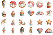 Watercolor Glitter Unicorn Clipart, an Illustration by Sublimation Artist (Thumbnail 2 of 7)