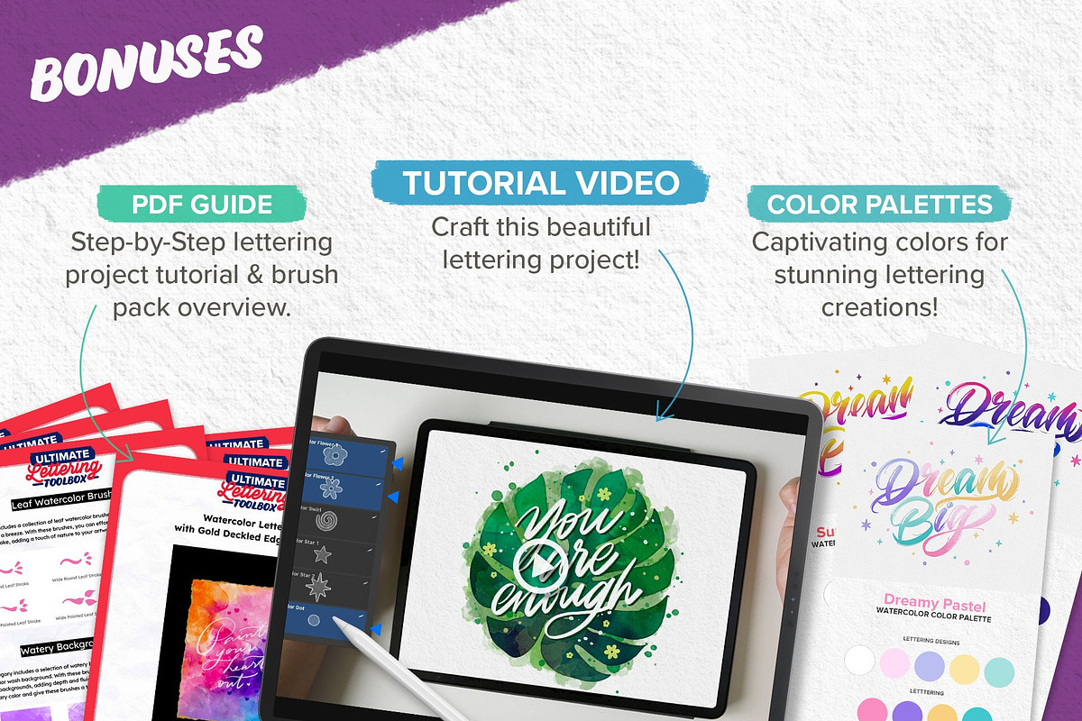 Watercolor Lettering Brush Toolbox, a Brush Add-On by Nico-Ng (Photo 13 of 16)