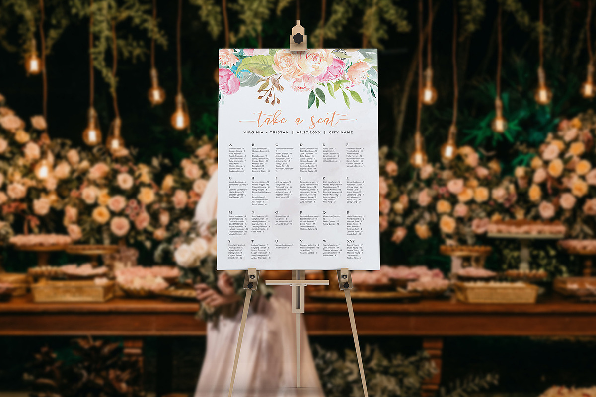 Seating Chart Template Canva, an Invitation Template by ShineOnWedding (Photo 3 of 8)