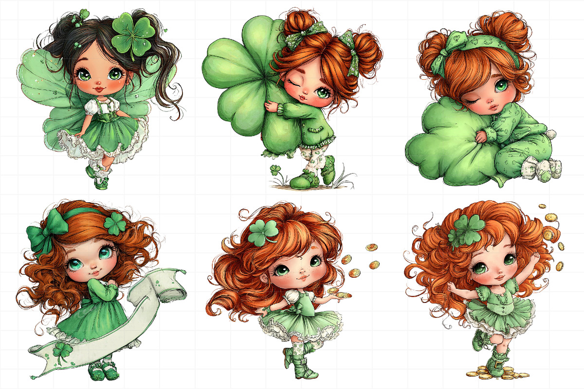 Shamrock Girl St Patrick's Day Clip, an Illustration by Daily.Designs (Photo 3 of 8)