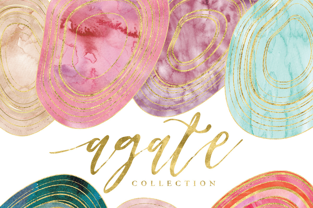 watercolor AGATE clipart - gemstones, an Object Graphic by Freshmint Paperie (Photo 2 of 5)