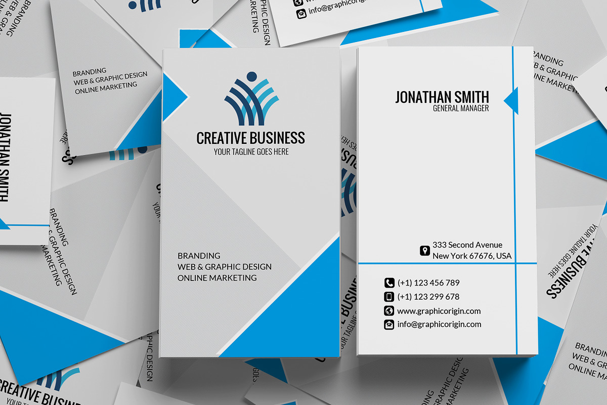 Vertical Business card, a Business Card Template by Graphic Origin
