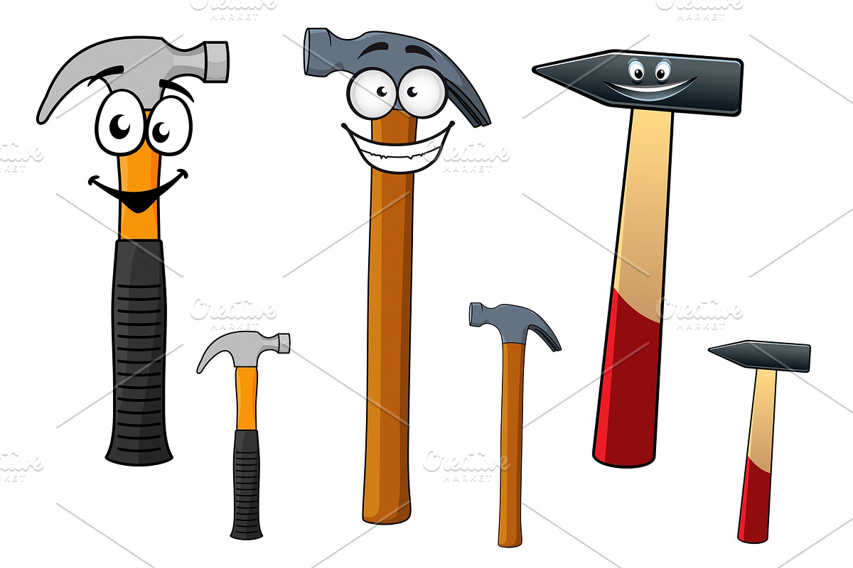 Cartoon hammers with smiling face, an Object Graphic by Vector Tradition (Photo 3 of 3)
