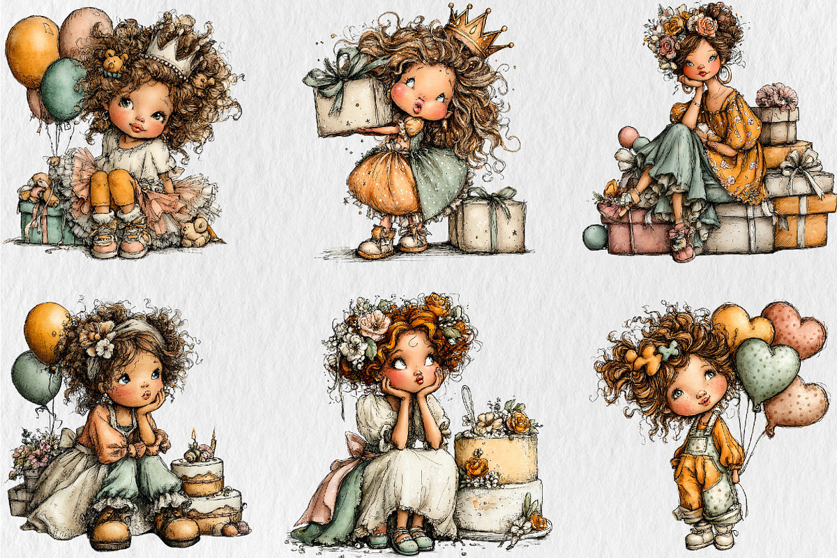 Funny Birthday Girl Clipart, a Seasonal Illustration by Rose Art (Photo 4 of 6)