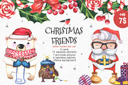 Watercolor Set CHRISTMAS FRIENDS, an Animal Illustration by Satika (Thumbnail 1 of 9)