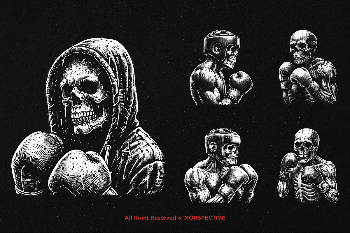 10 Bundle Dark Art Boxing Skull, an Illustration by Morspective (Photo 5 of 7)