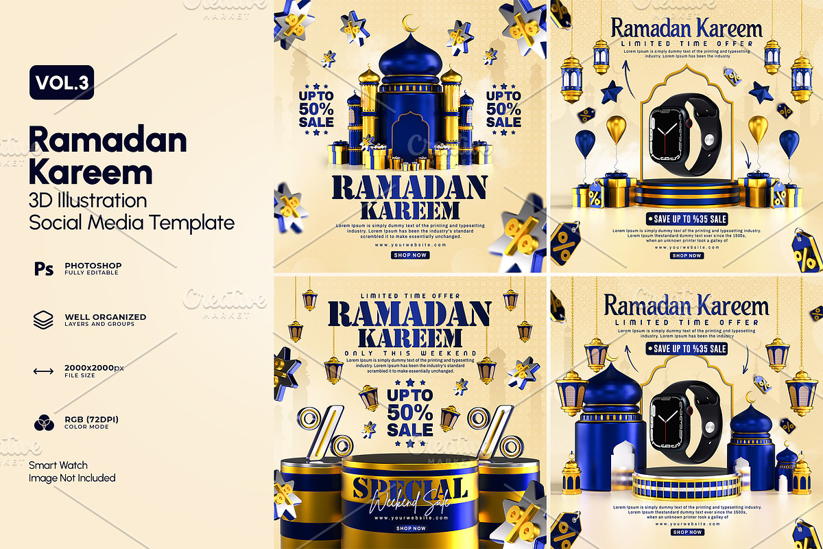 Ramadan Kareem Sale Instagram Posts, a Templates & Theme by OnurDemircan (Photo 1 of 3)