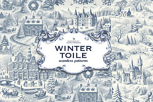 Winter Xmas Toile Seamless Patterns, a Pattern Graphic by Marie T