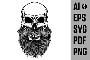 Bearded Skull. Halloween Theme