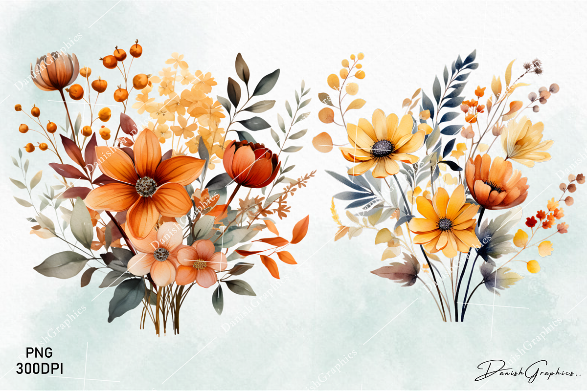 Watercolor Flower Clipart Bundle PNG, a Decorative Illustration by danishgraphics (Photo 3 of 6)