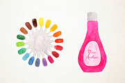 Watercolor Manicure Clipart, Nails, an Illustration by Paulaparaula (Thumbnail 4 of 4)