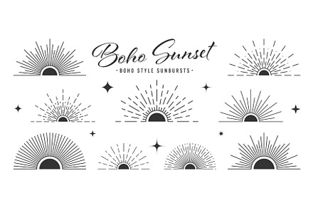 Vintage sunburst, sunset beams, half, an Object Illustration by 32pixels