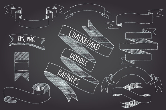 Chalkboard Banners And Ribbons.
