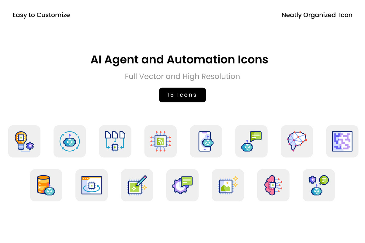 AI Agent and Automation Icons, a Solid Icon by Wencory (Photo 1 of 2)
