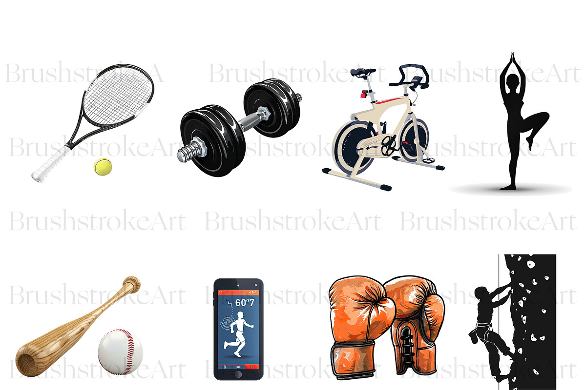 Watercolor Fitness Clipart, Gym PNG, a Sport Illustration by BrushstrokeArtGB (Photo 6 of 9)