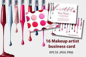 Set of Makeup artist business card