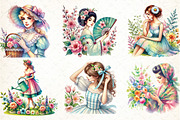 Vintage Spring Woman Clipart, an Illustration by DreamCafeArt (Thumbnail 2 of 5)