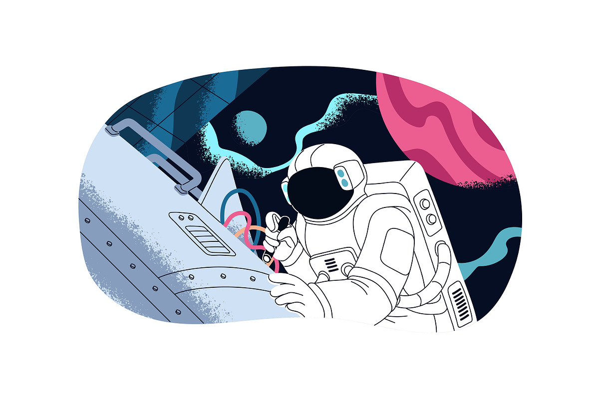 Astronauts exploring outer space set, a Person Illustration by PaperTrident (Photo 5 of 5)