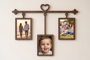 Heart Hanging Family Photo Frame SVG, an Object Graphic by Libby Wishes