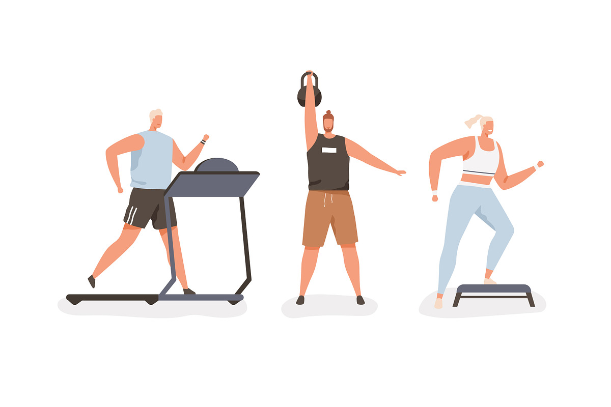 People doing sports in the gym set, a Sport Illustration by Good Studio (Photo 3 of 4)