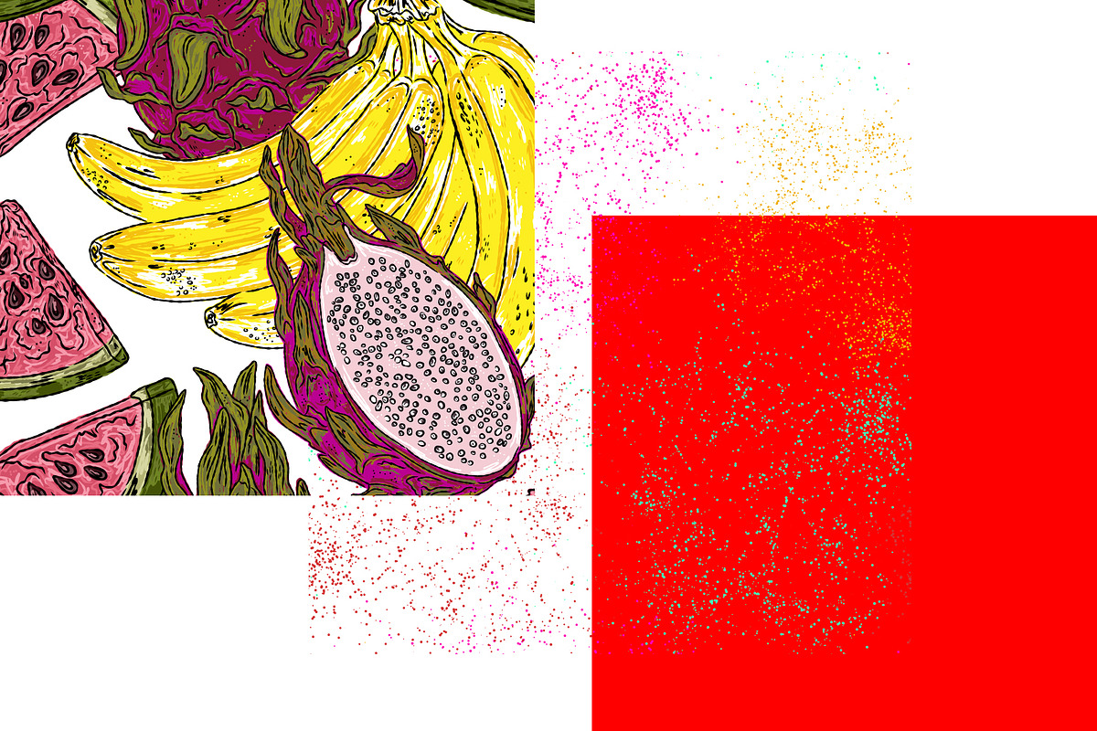 Botanical tropical fruits maximalist, a Pattern Graphic by NayaChu (Photo 6 of 9)